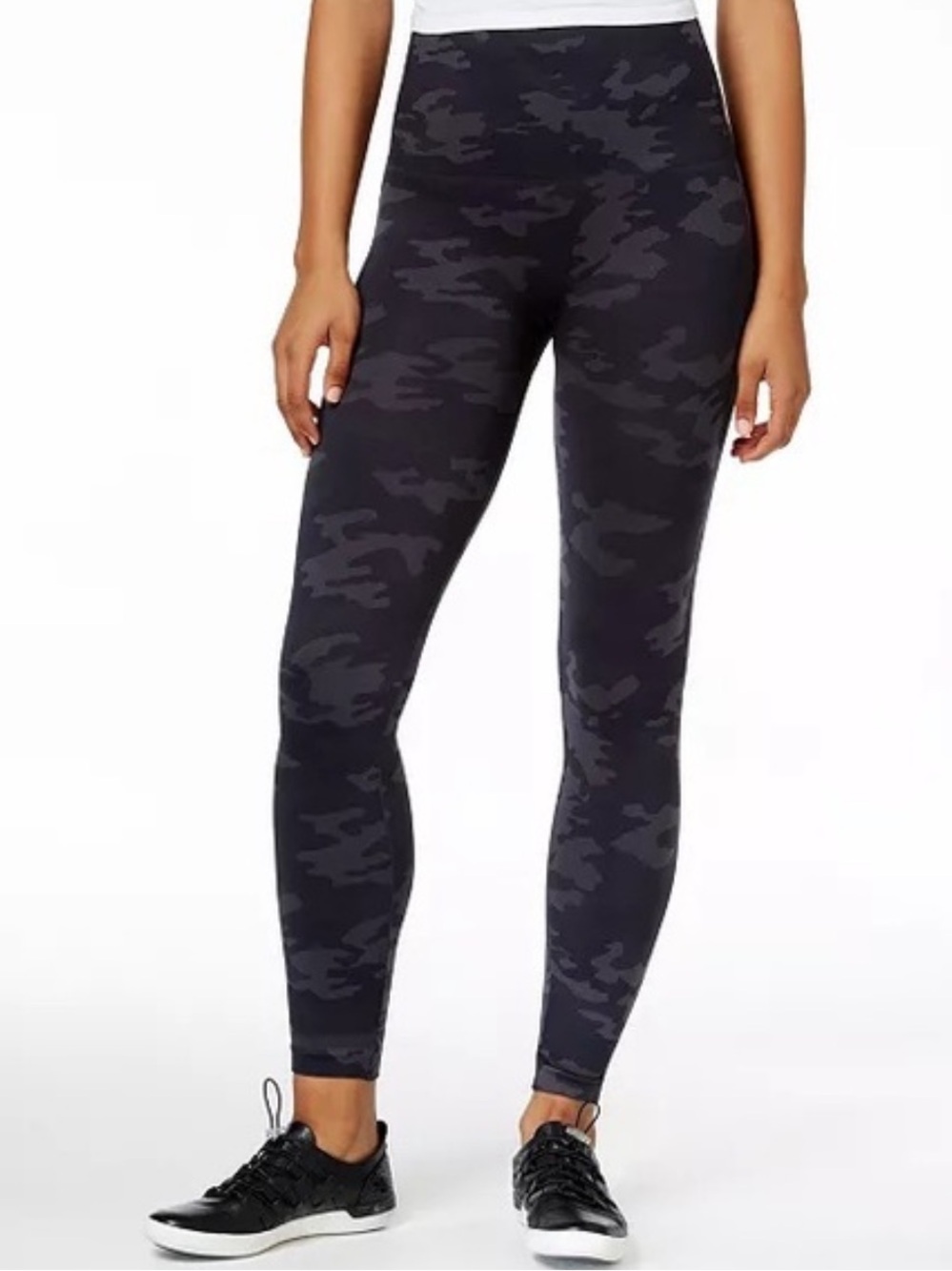 High-Waist Camo Leggings Jeans - Black